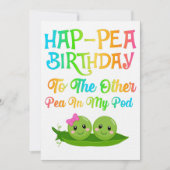 Hap-pea Birthday naar andere erwt in mijn peul Save The Date (Voorkant)