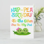 Hap-pea Birthday naar andere erwt in mijn peul Save The Date (Staand voorkant)