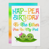 Hap-pea Birthday naar andere erwt in mijn peul Save The Date (Voorkant / Achterkant)