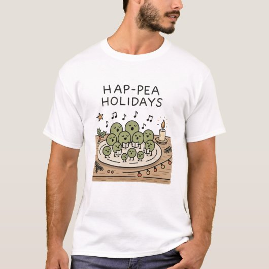 Hap-pea Holidays - Funny Christmas Pun T-Shirt (Voorkant)