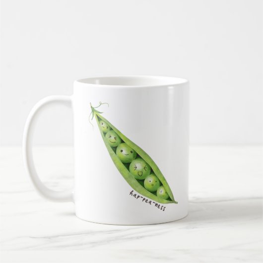 Hap-pea-ness Funny Sweet Peas Illustratie Koffiemok (Links)
