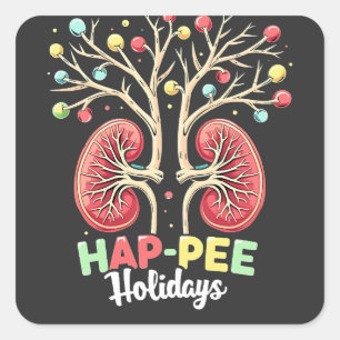 HAP-Pee Feestdagen Dialyse Nier Bewustzijn Xmas Vierkante Sticker