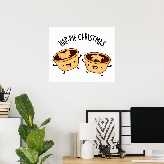 Hap-Pie Kerstmis Funny Kerstmis Pie Poster (Thuiskantoor)