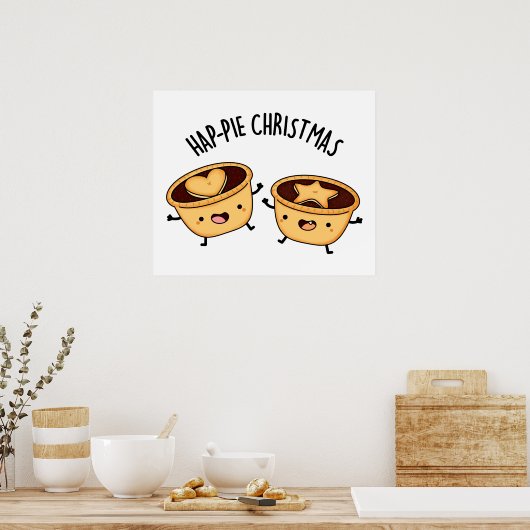 Hap-Pie Kerstmis Funny Kerstmis Pie Poster (Keuken)