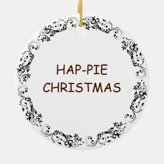 Hap-pie Kerstmis | Grappig eten Pun Keramisch Ornament (Achterkant)
