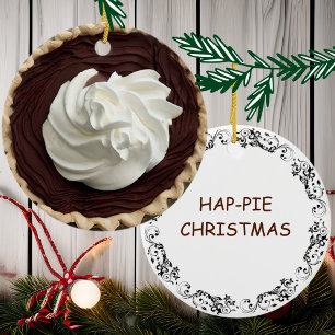 Hap-pie Kerstmis   Grappig eten Pun Keramisch Ornament