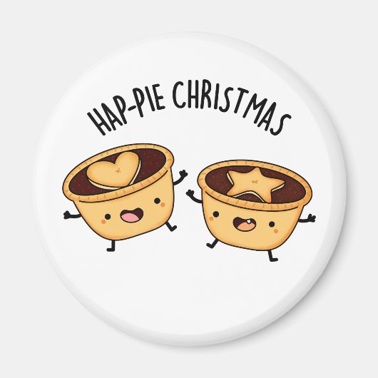 Hap-pie Kerstmis Grappige Kersttaart Pun Magneet (Voorkant)