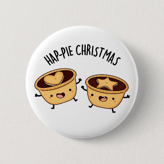 Hap-pie Kerstmis Grappige Kersttaart Pun Ronde Button 5,7 Cm (Voorkant)