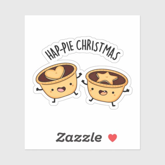 Hap-pie Kerstmis Grappige Kersttaart Pun Sticker (Vel)