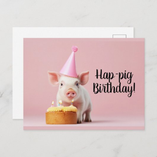 Hap-pig Verjaardag! Briefkaart (Voorkant / Achterkant)