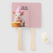 Hap-pig Verjaardag! Handwaaier (Voorkant en achterkant)