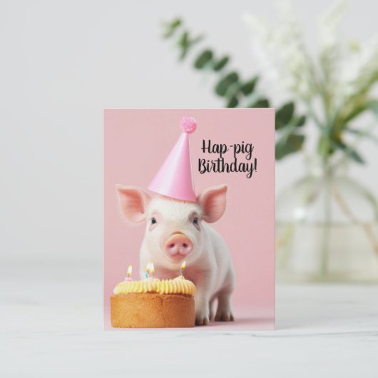 Hap-pig Verjaardag! Kaart (Staand voorkant)