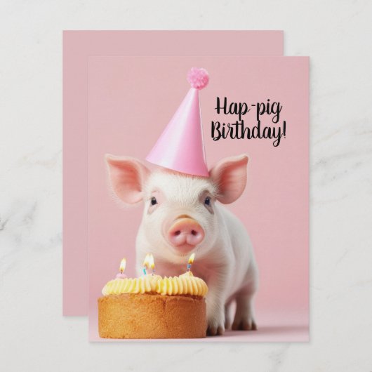 Hap-pig Verjaardag! Kaart (Voorkant / Achterkant)