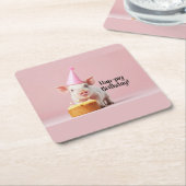 Hap-pig Verjaardag! Kartonnen Onderzetters (Schuin)