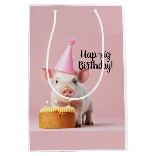 Hap-pig Verjaardag! Medium Cadeauzakje (Voorkant)