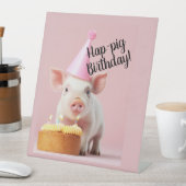 Hap-pig Verjaardag! Reclamebord Met Voetstuk (Insitu)