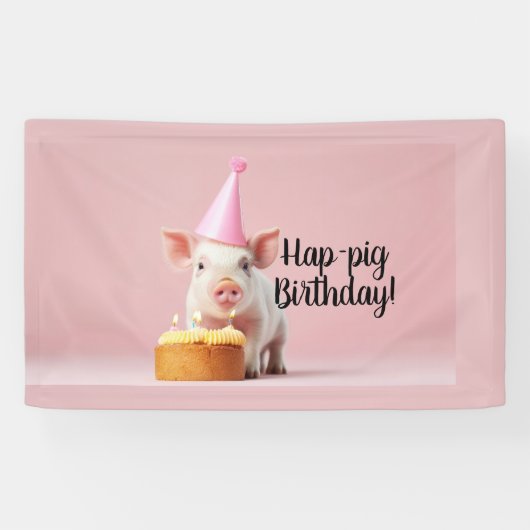 Hap-pig Verjaardag! Spandoek (Horizontaal)