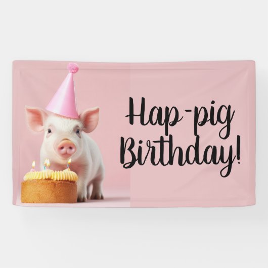 Hap-pig Verjaardag! Spandoek (Horizontaal)