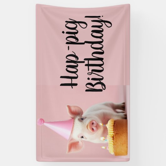 Hap-pig Verjaardag! Spandoek (Verticaal)