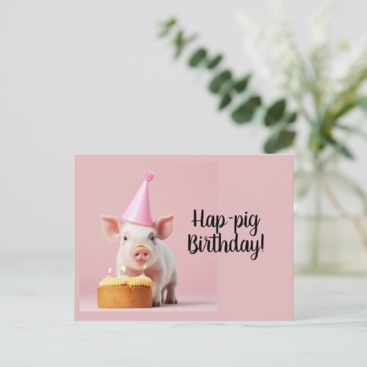 Hap-vark Verjaardag! Briefkaart (Staand voorkant)