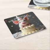 Hap varken Verjaardag Kartonnen Onderzetters (Schuin)