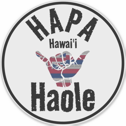 HAPA HAOLE TRIBAL HI Vlag SHAKA HAWAII Sticker (Voorkant)