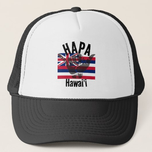 HAPA HAWAII HI Flag TRIBAL SHAKA BG Trucker Pet (Voorkant)