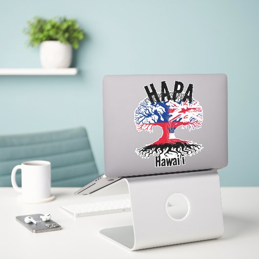 HAPA SAMOA HAWAII WORTELS STICKER (Laptop op bureau)