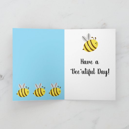 HapBee Birthday, leuke bijen gepersonaliseerde ver Kaart (Binnen)