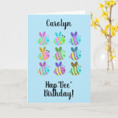 HapBee Birthday, schattige bijen gepersonaliseerd Kaart (Gele Bloem)