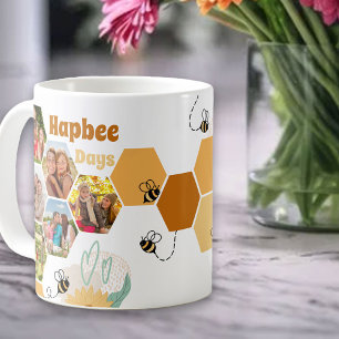 Hapbee Dagen 7 Foto Collage Bij en Honingraat Koffiemok