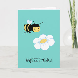 HapBEE (gelukkig) Verjaardag Bijenbloem Kaart