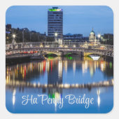 Ha'Penny Bridge, Dublin, Ierland Vierkante Sticker (Voorkant)