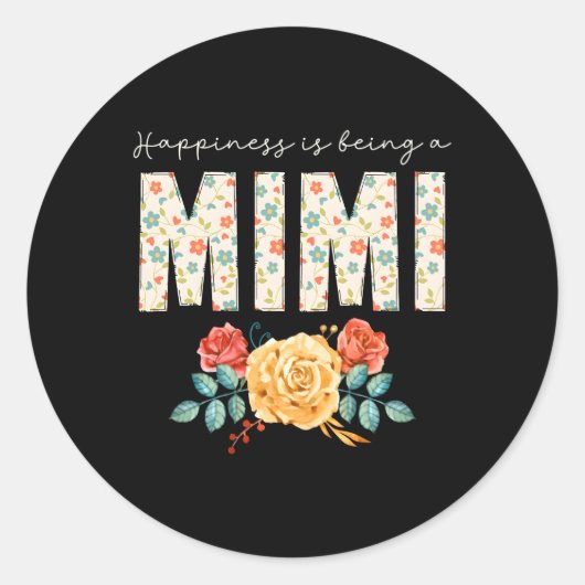 Hapess is een Mimi bloemen oma Ronde Sticker (Voorkant)