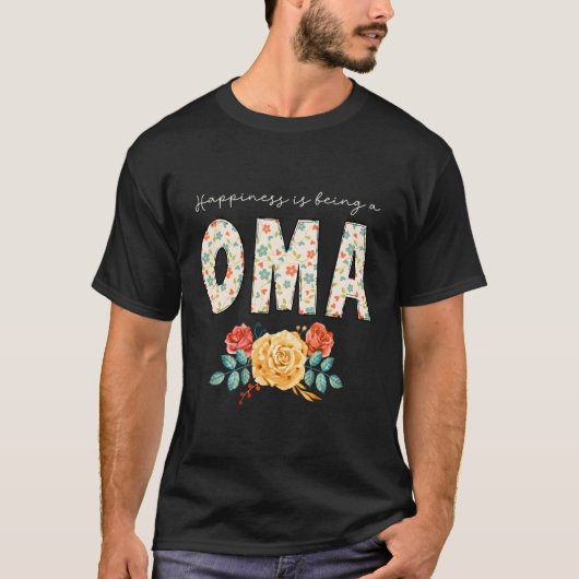 Hapess is een oma van de bloemenwereld t-shirt (Voorkant)