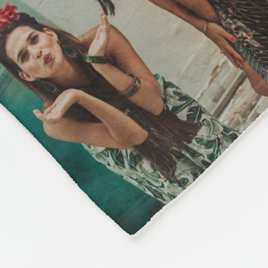 Haphazardly Overlappende Foto's Collage Sjabloon Fleece Deken (Hoek)