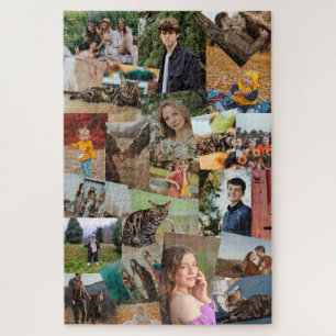Haphazardly Overlappende Foto's Collage Sjabloon Legpuzzel