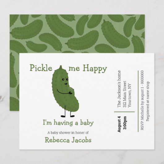 Hapige Pickle Baby Shower Uitnodiging (Voorkant / Achterkant)