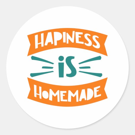 Hapiness is Homemade Ronde Sticker (Voorkant)