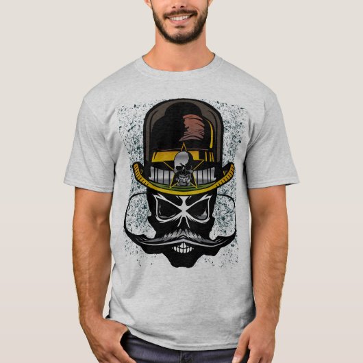 hapje hipster moustache_tete_de_dode_crane t-shirt (Voorkant)