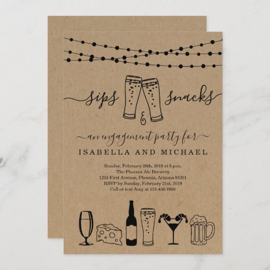 Hapjes en drankjes Bier en voorgerechten Kaart (Voorkant / Achterkant)