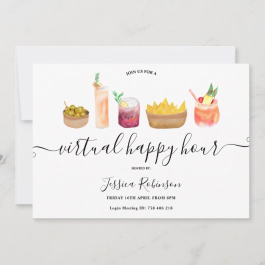 Hapklokalen cocktails waterverf virtuele geluksure kaart (Voorkant)