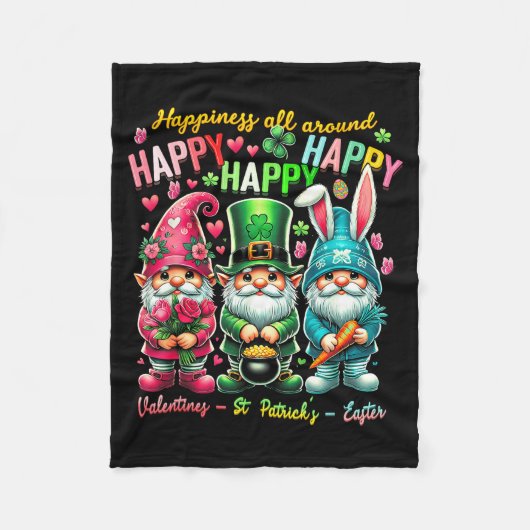 Hapness Allaround Gnome Happy Valentine St Patrick Fleece Deken (Voorkant)