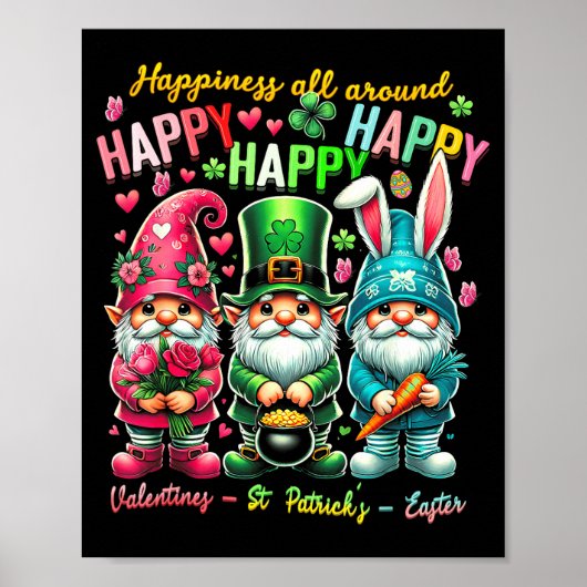 Hapness Allaround Gnome Happy Valentine St Patrick Poster (Voorkant)