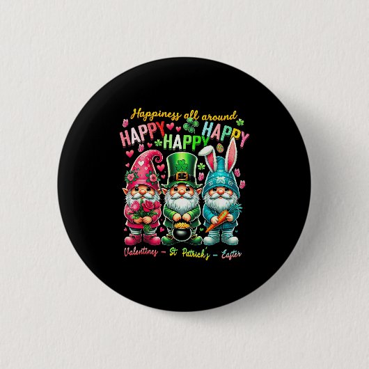 Hapness Allaround Gnome Happy Valentine St Patrick Ronde Button 5,7 Cm (Voorkant)