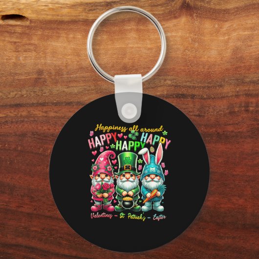 Hapness Allaround Gnome Happy Valentine St Patrick Sleutelhanger (Voorkant)