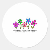 Hapness Blooms From A Within Insrational Motivatio Ronde Sticker (Voorkant)