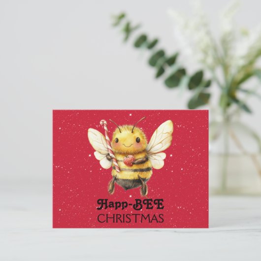 Happ-BEE Christmas Bee Briefkaart (Staand voorkant)