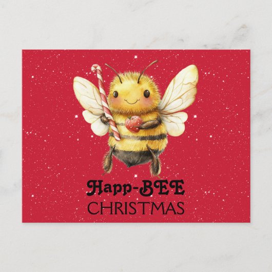 Happ-BEE Christmas  Bee Briefkaart (Voorkant)