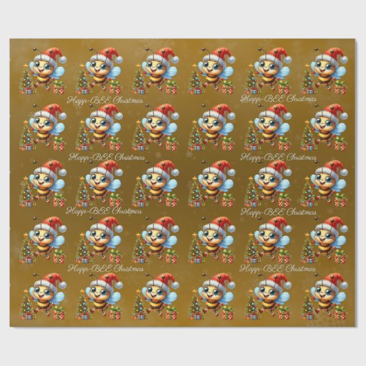 Happ-BEE Christmas Happy Bees Tree Gift Cadeaupapier (Vlak)